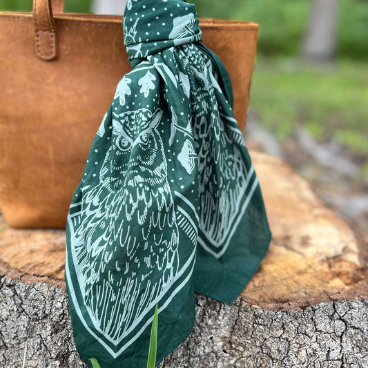Bandana Square Scarf in Green Woodland