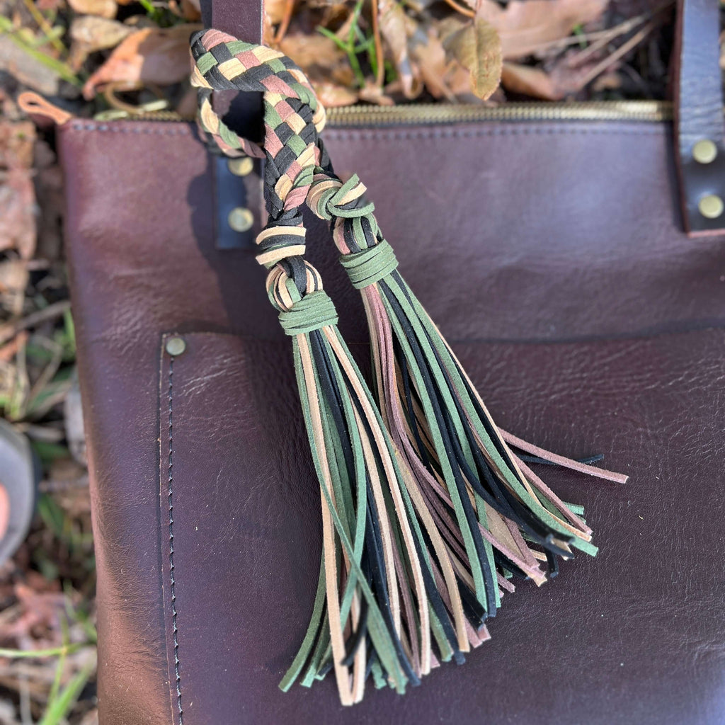Braided Double Tassel Bag Charm - Camo