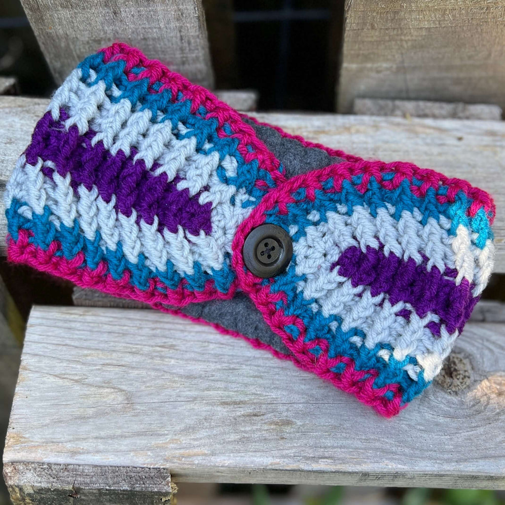 Winter Headband with Fleece Lining - Bright Stripes