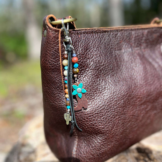 Beaded Bag Charm - Western Style with Cactus and Cowboy Boot