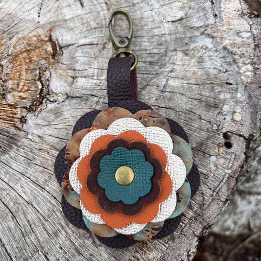 Flower Purse Charm - Limited Edition - Purple, Rose Gold, Orange, Brown and Teal