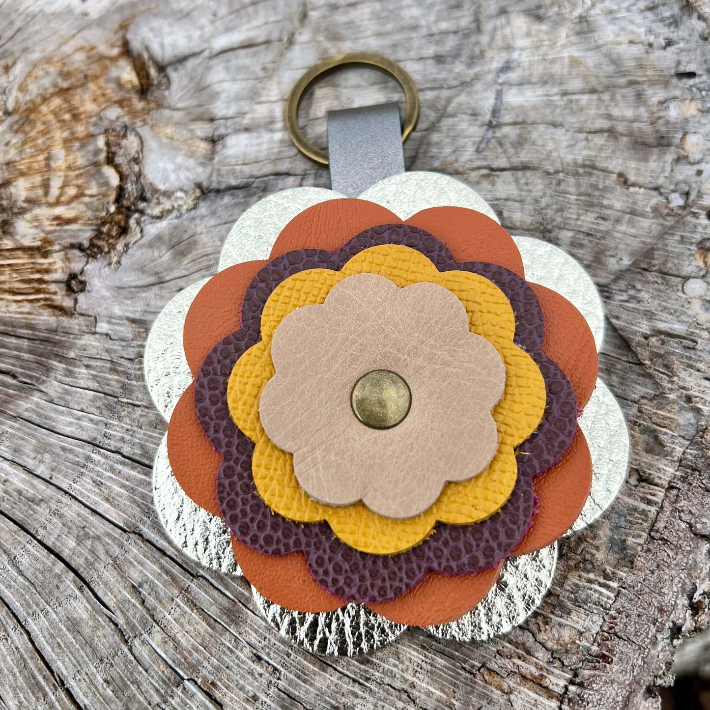 Flower Purse Charm - Limited Edition - Gold, Orange, Wine, Yellow and Tan