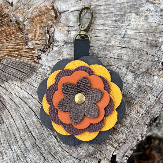 Flower Purse Charm - Limited Edition - Gray, Yellow, Wine, Orange and Bronze