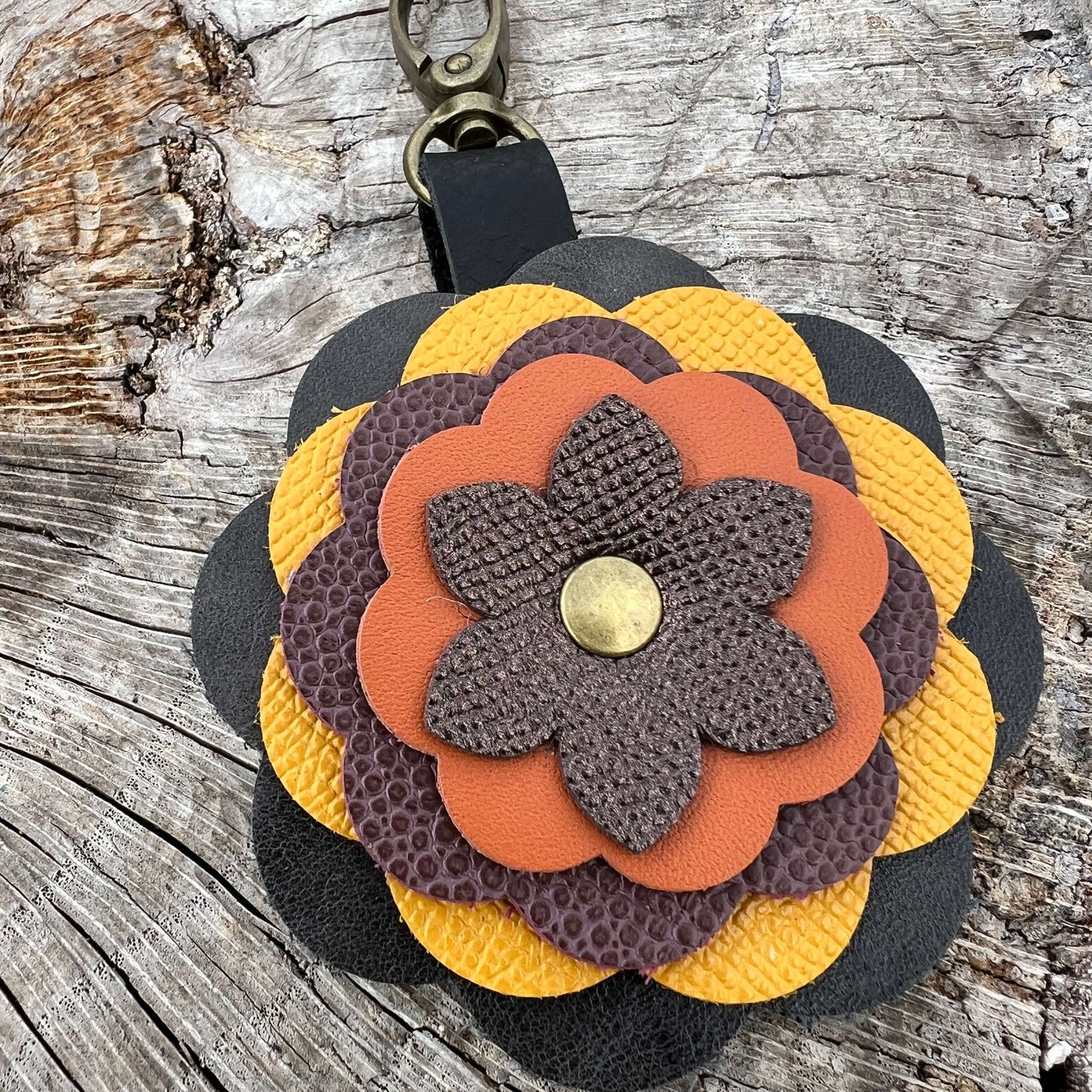 Flower Purse Charm - Limited Edition - Gray, Yellow, Wine, Orange and Bronze