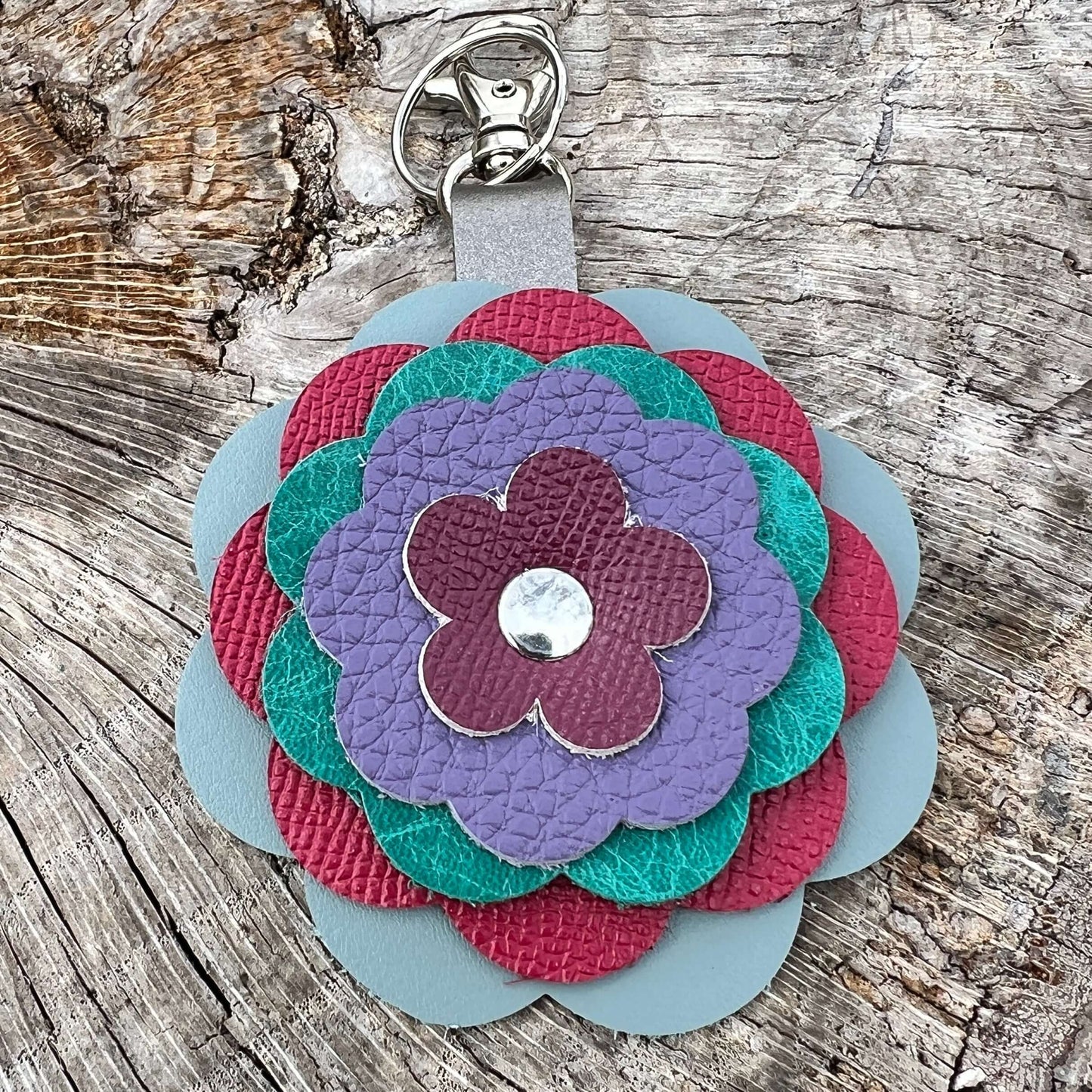 Flower Purse Charm - Limited Edition - Steel Blue, Pin, Turquoise, Purple