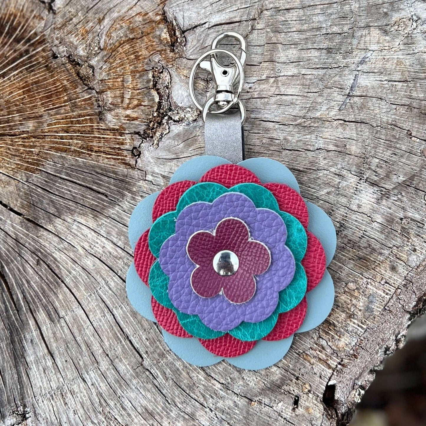 Flower Purse Charm - Limited Edition - Steel Blue, Pin, Turquoise, Purple