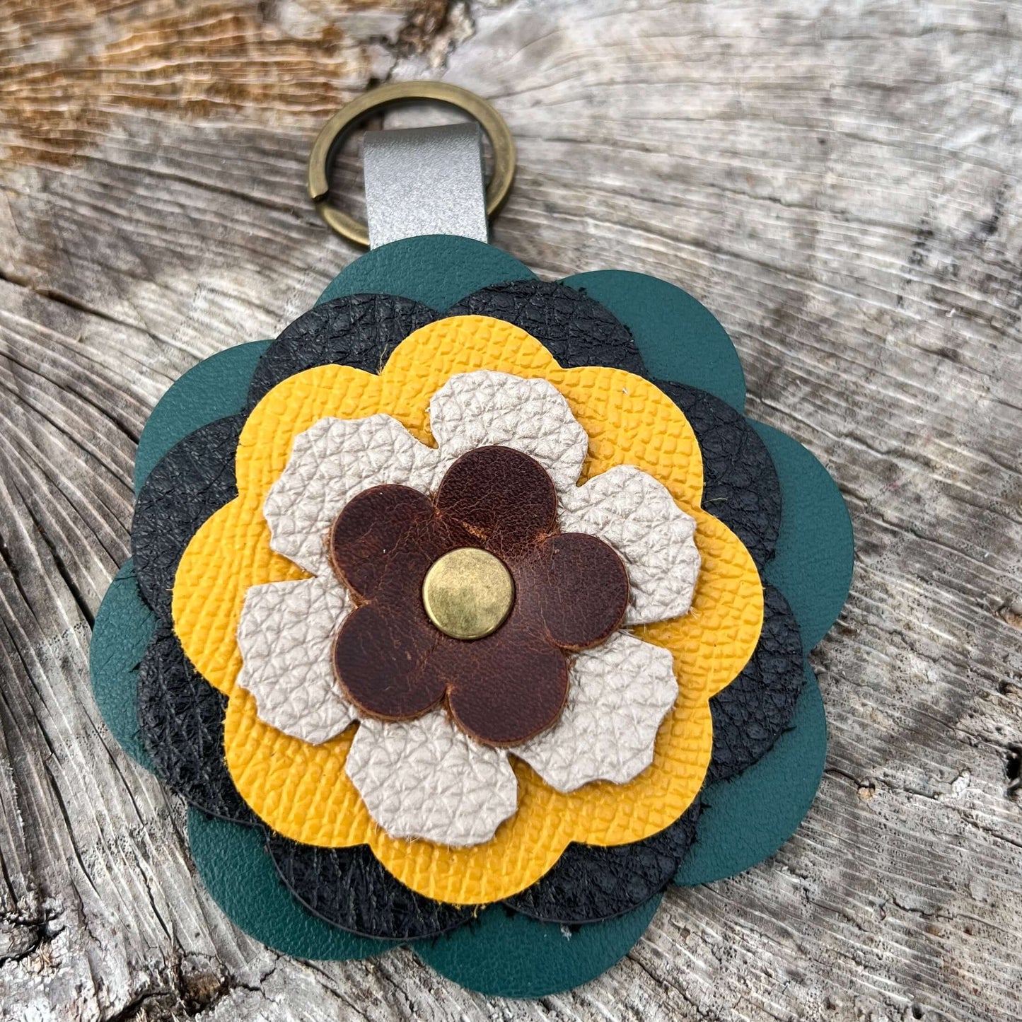 Flower Purse Charm - Limited Edition - Jade, Black, Yellow, Beige and Brown