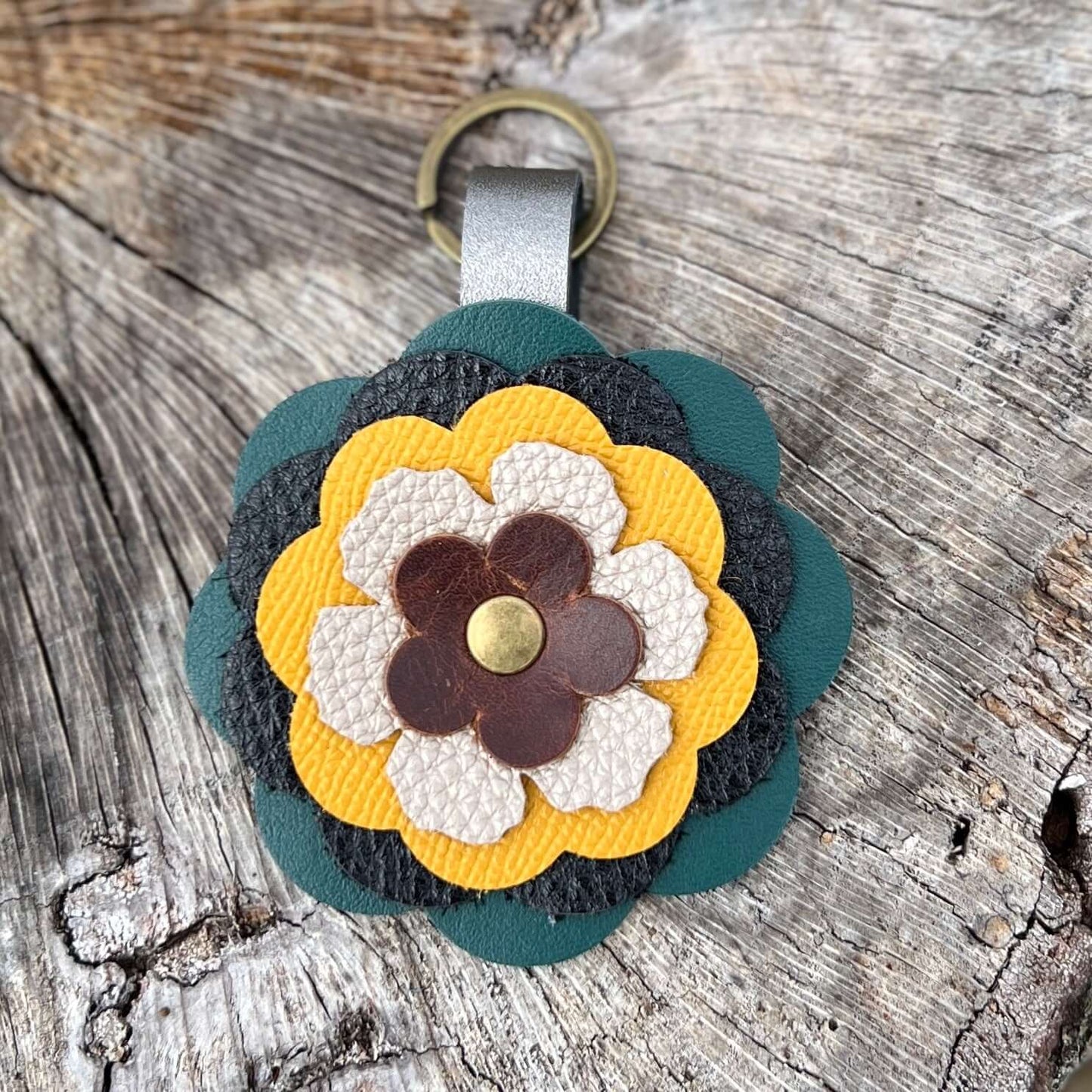 Flower Purse Charm - Limited Edition - Jade, Black, Yellow, Beige and Brown