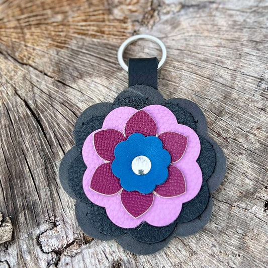 Flower Purse Charm - Limited Edition - Gray, Black, Purple and Blue