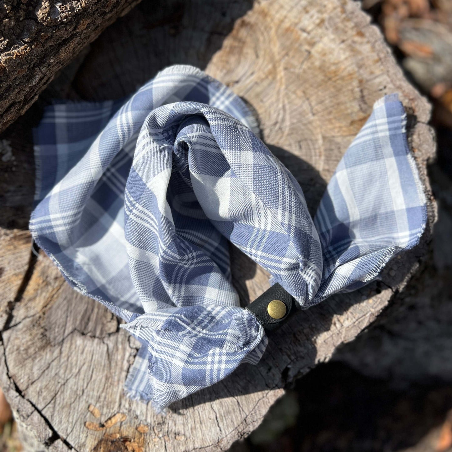 Bandana Scarf - Denim Blue Plaid