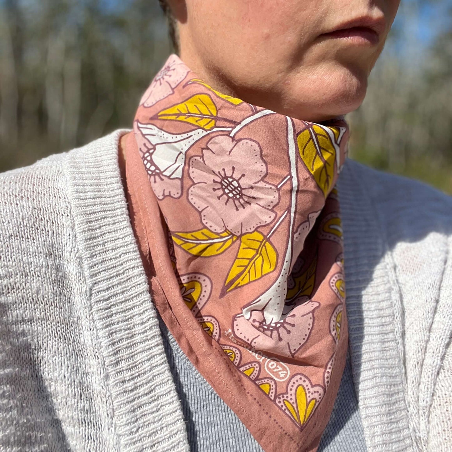 pink floral bandana scarf