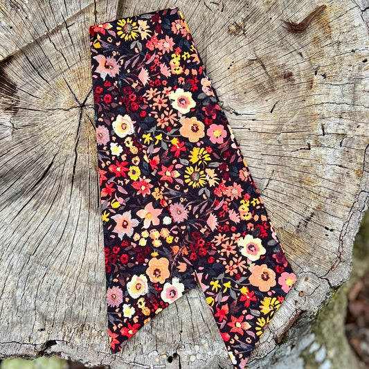 Slim Floral  Scarf - Retro Floral Black