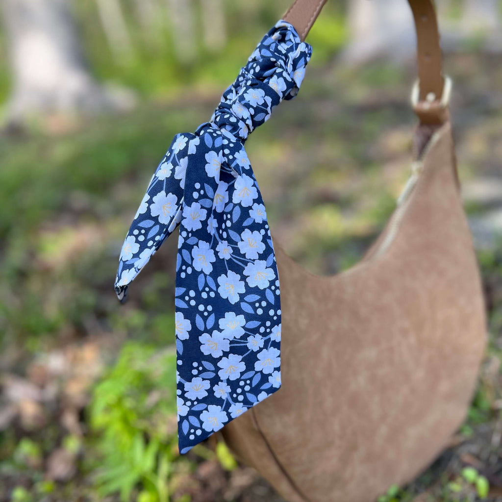 Slim Floral Scarf - Blue and White Floral