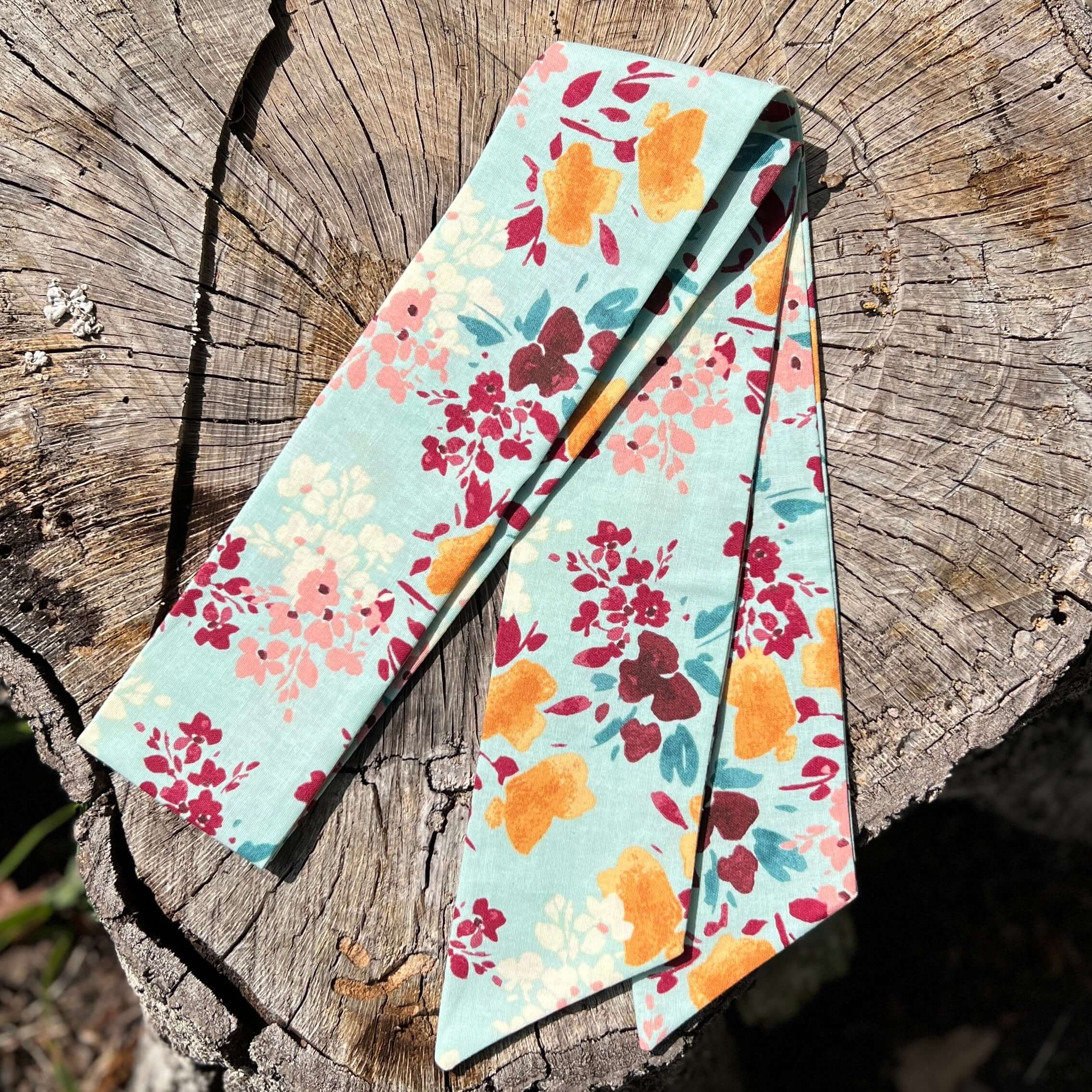 Slim Scarf - Watercolor Floral in Blue