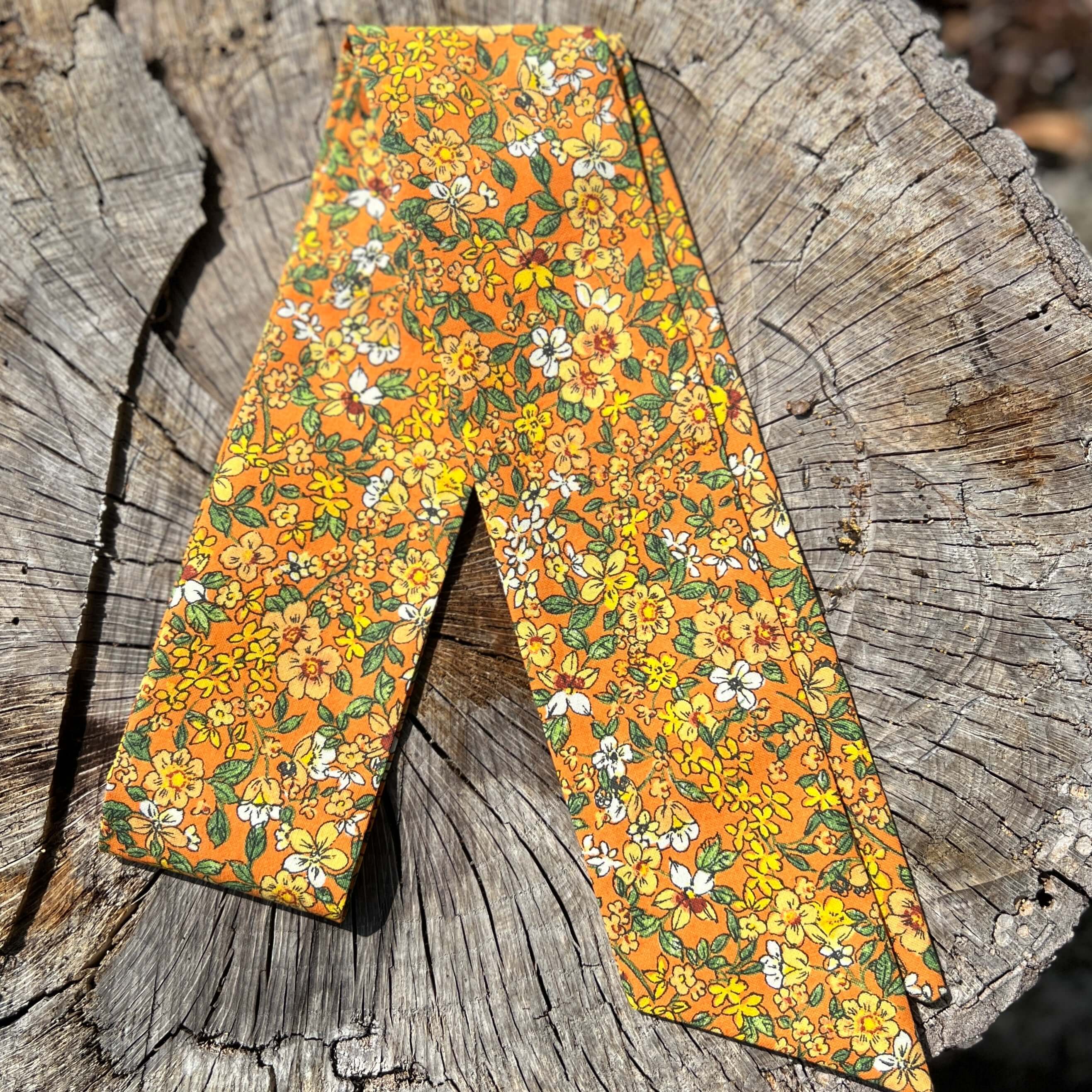 Slim Floral Scarf - Retro Floral Orange