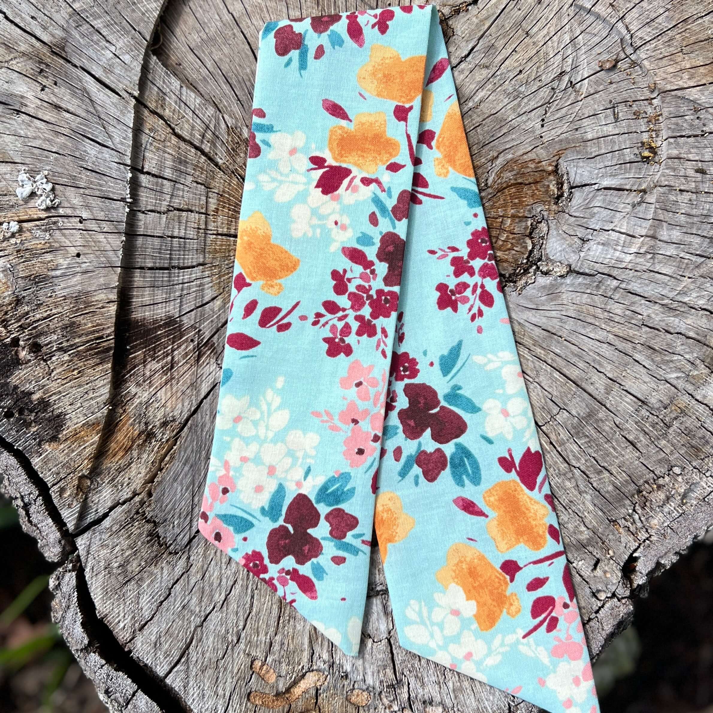 Slim Scarf - Watercolor Floral in Blue