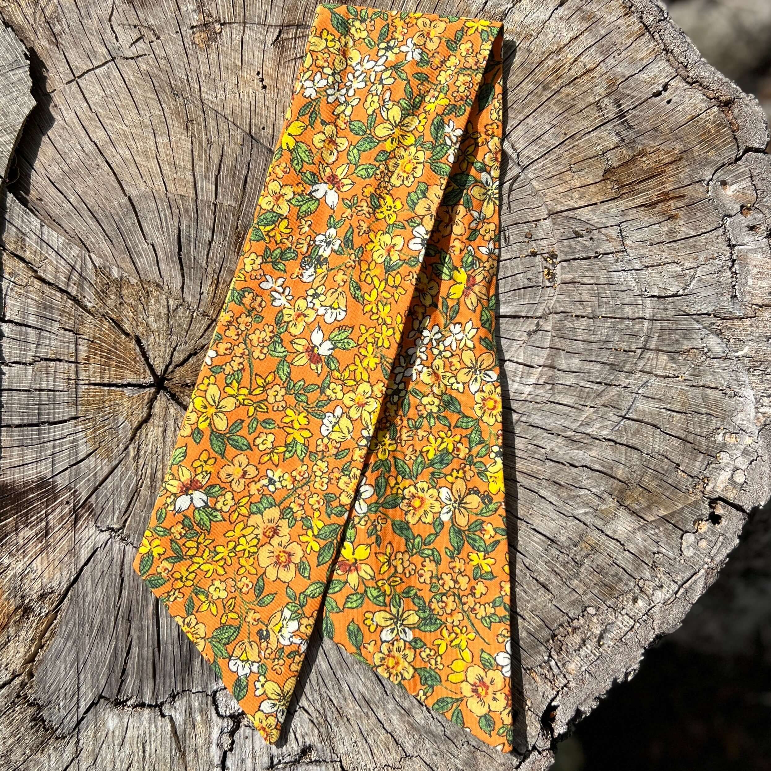 Slim Floral Scarf - Retro Floral Orange