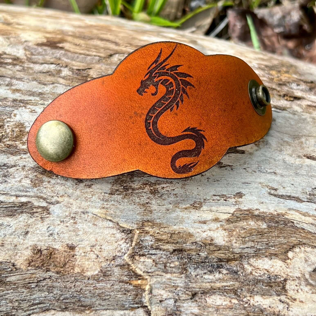 Bandana Slide - Antiqued Saddle Tan Leather - Dragon