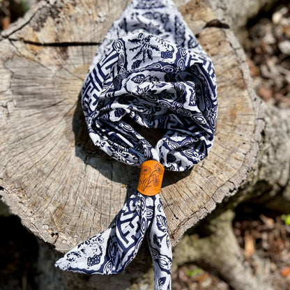 Navy Blue Hand-Dyed Batik Bandana Square Scarf