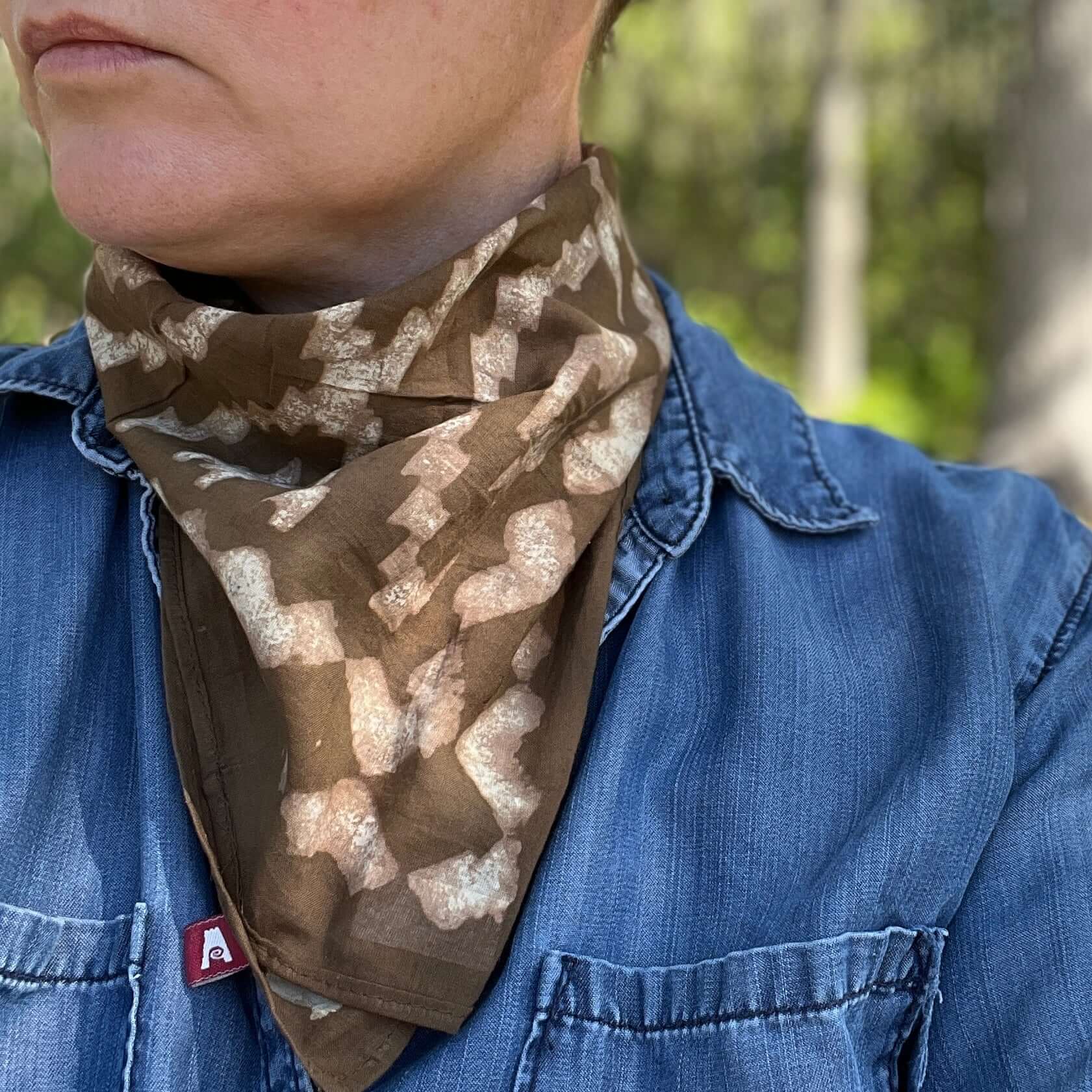 Bandana Square Scarf - Chocolate Brown Batik Print