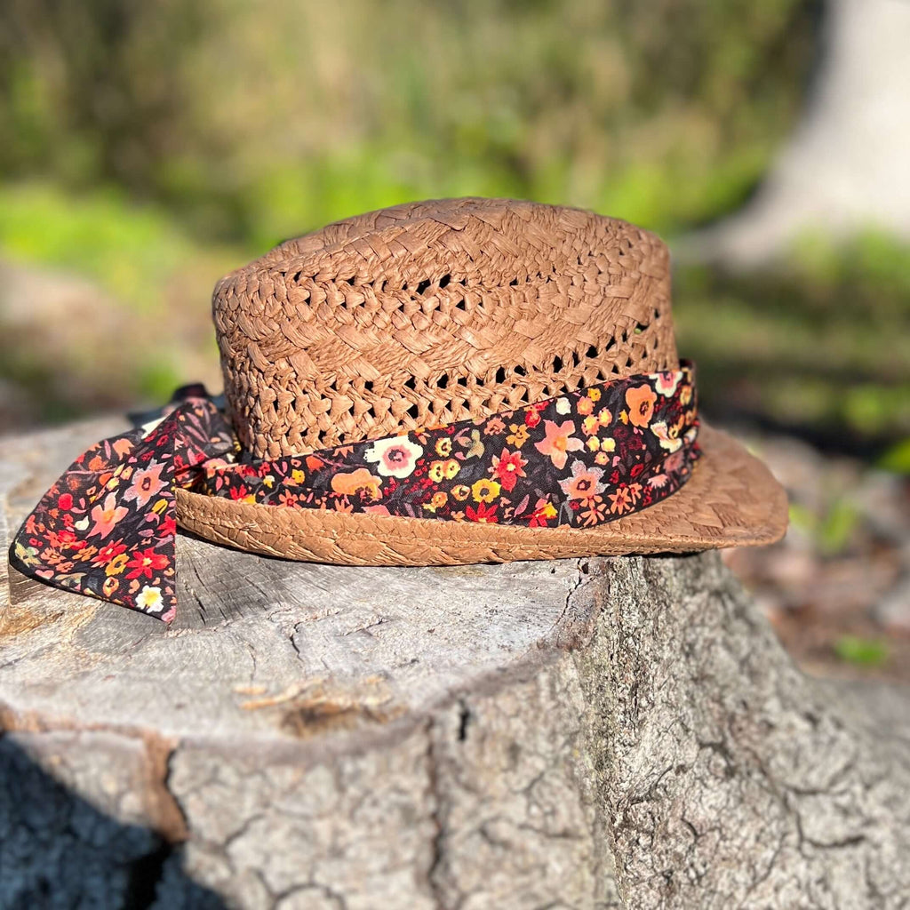 Fedora Style Sun Hat - Light Brown