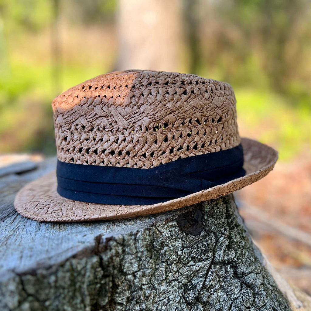 Fedora Style Sun Hat - Light Brown
