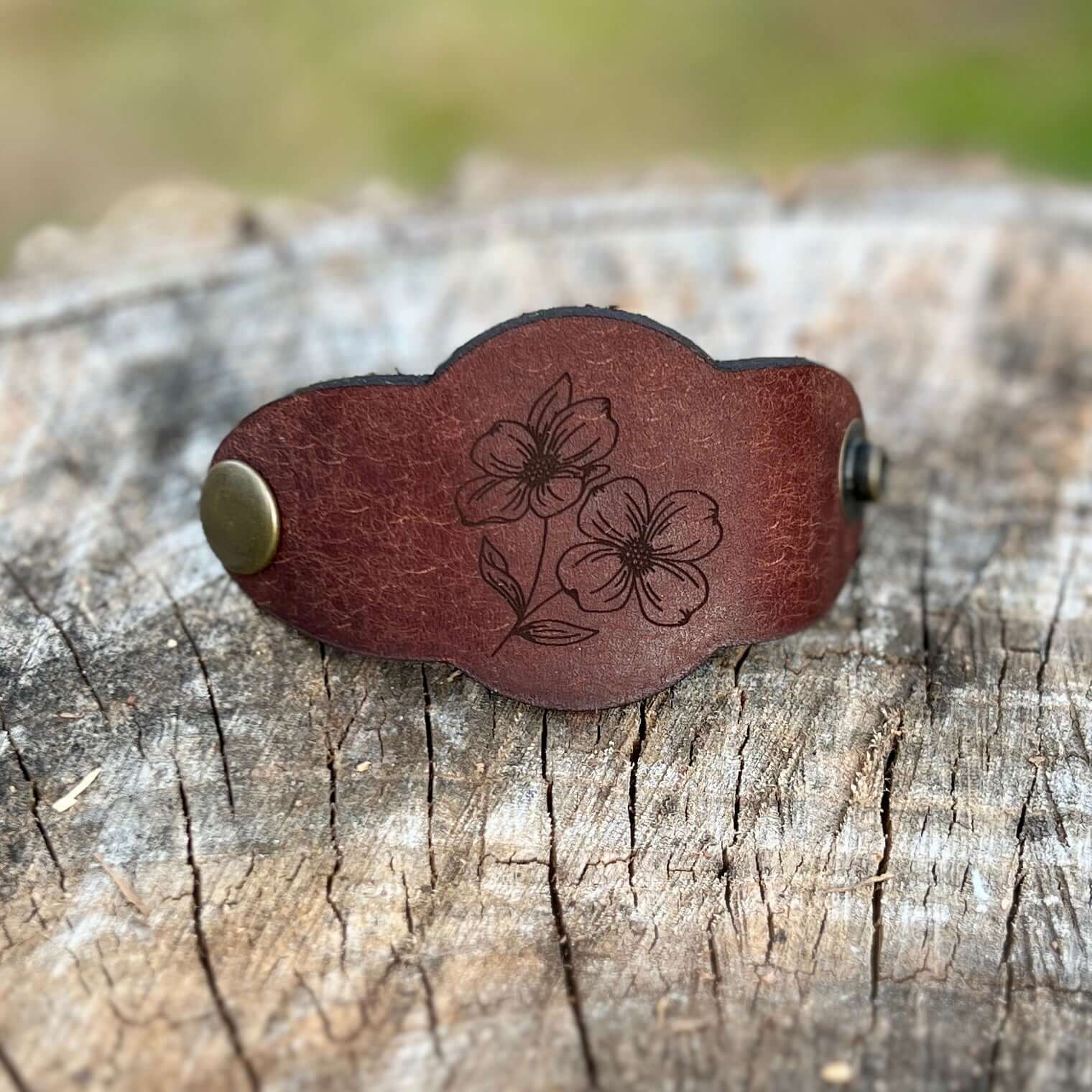 Leather Bandana Slide - Dogwood in dark brown