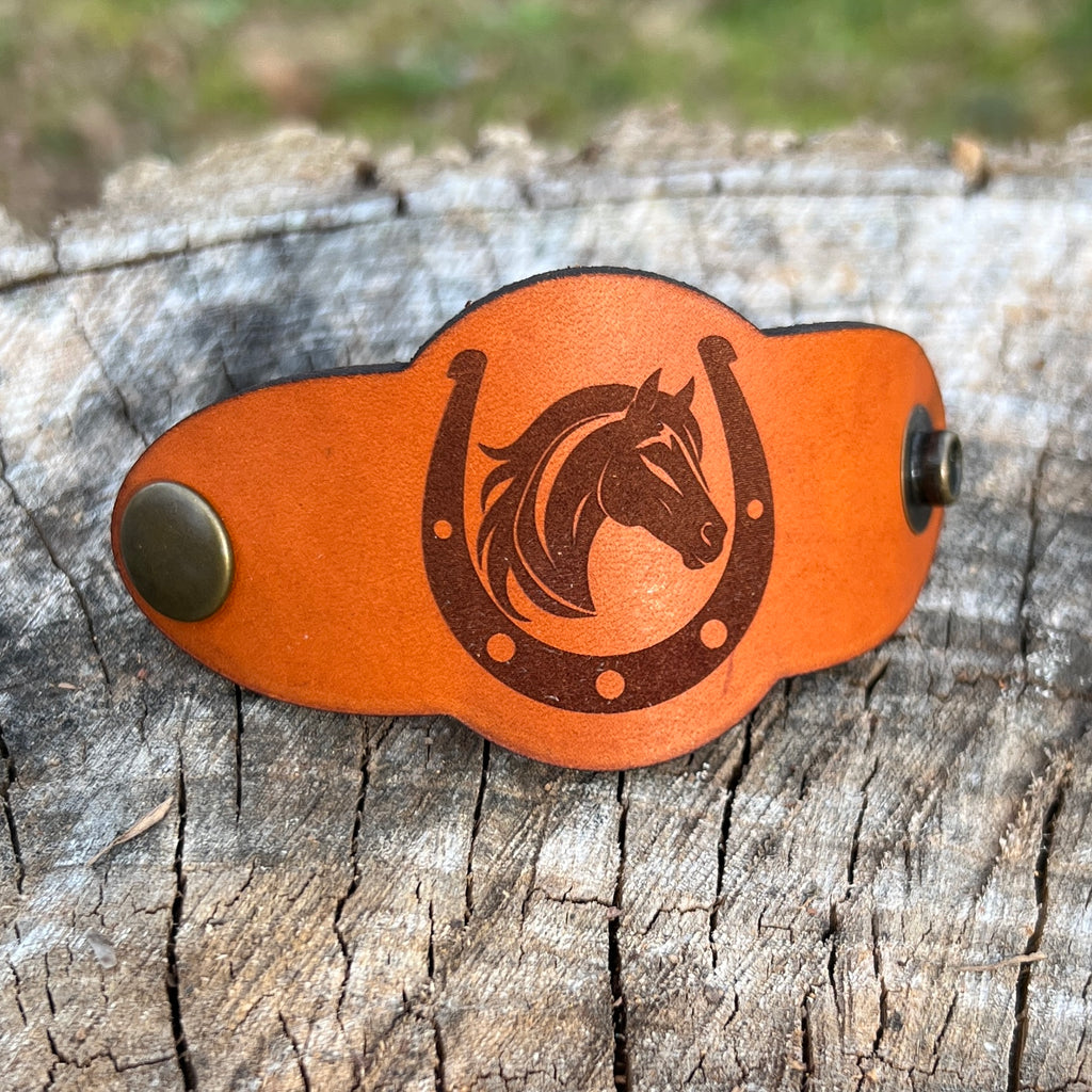 Leather Bandana Slide - Horseshoe saddle tan