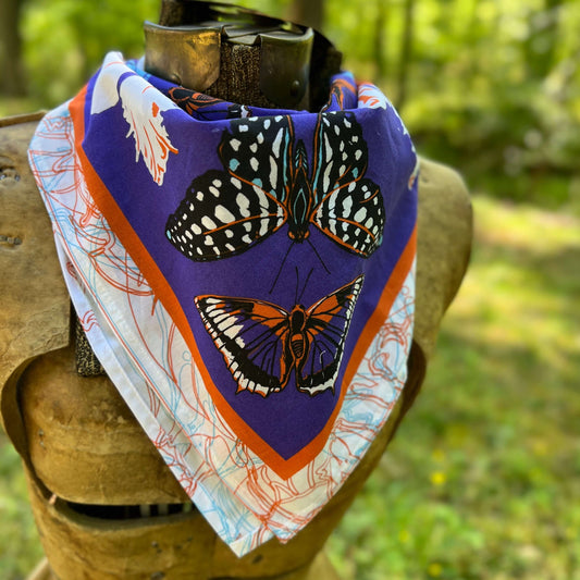 Purple butterfly print cotton bandana