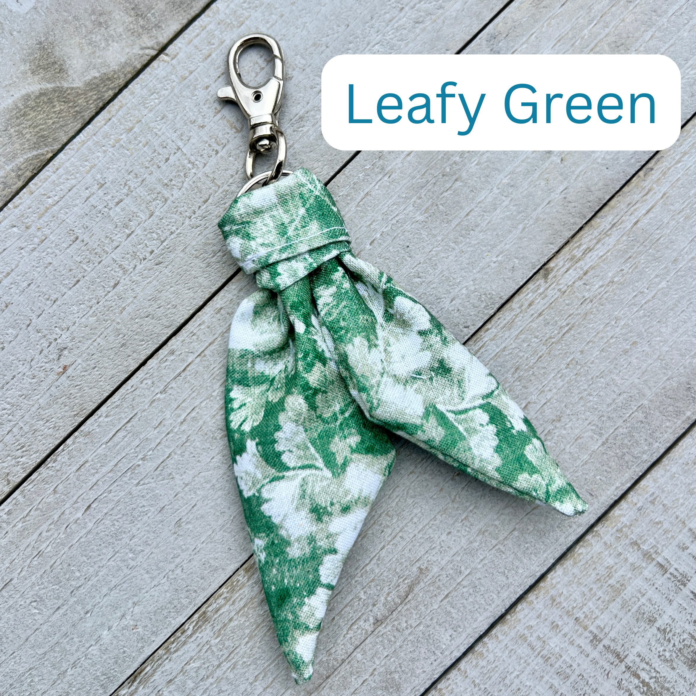 Purse Scarf Mini Key Chain green leaf print