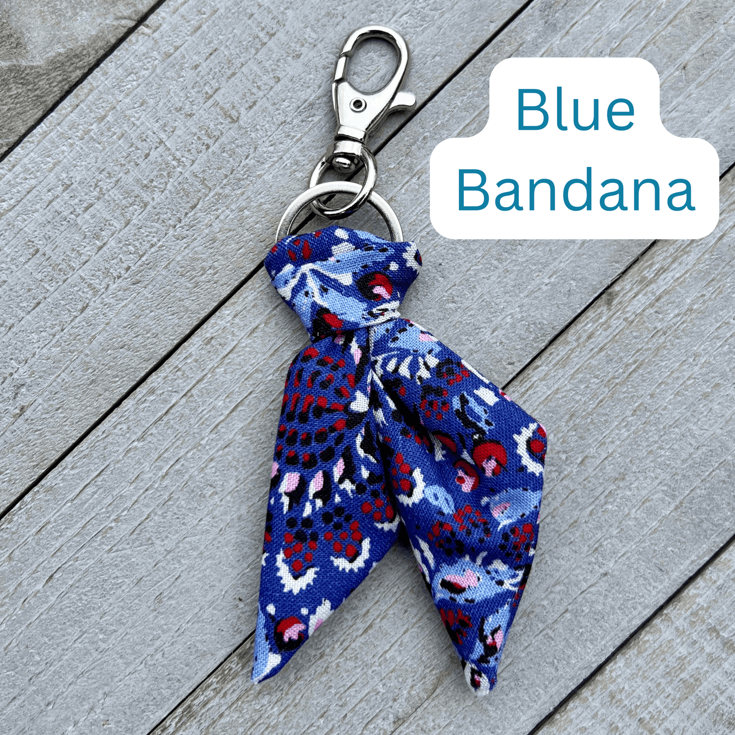 Purse Scarf Mini Key Chain in blue bandana