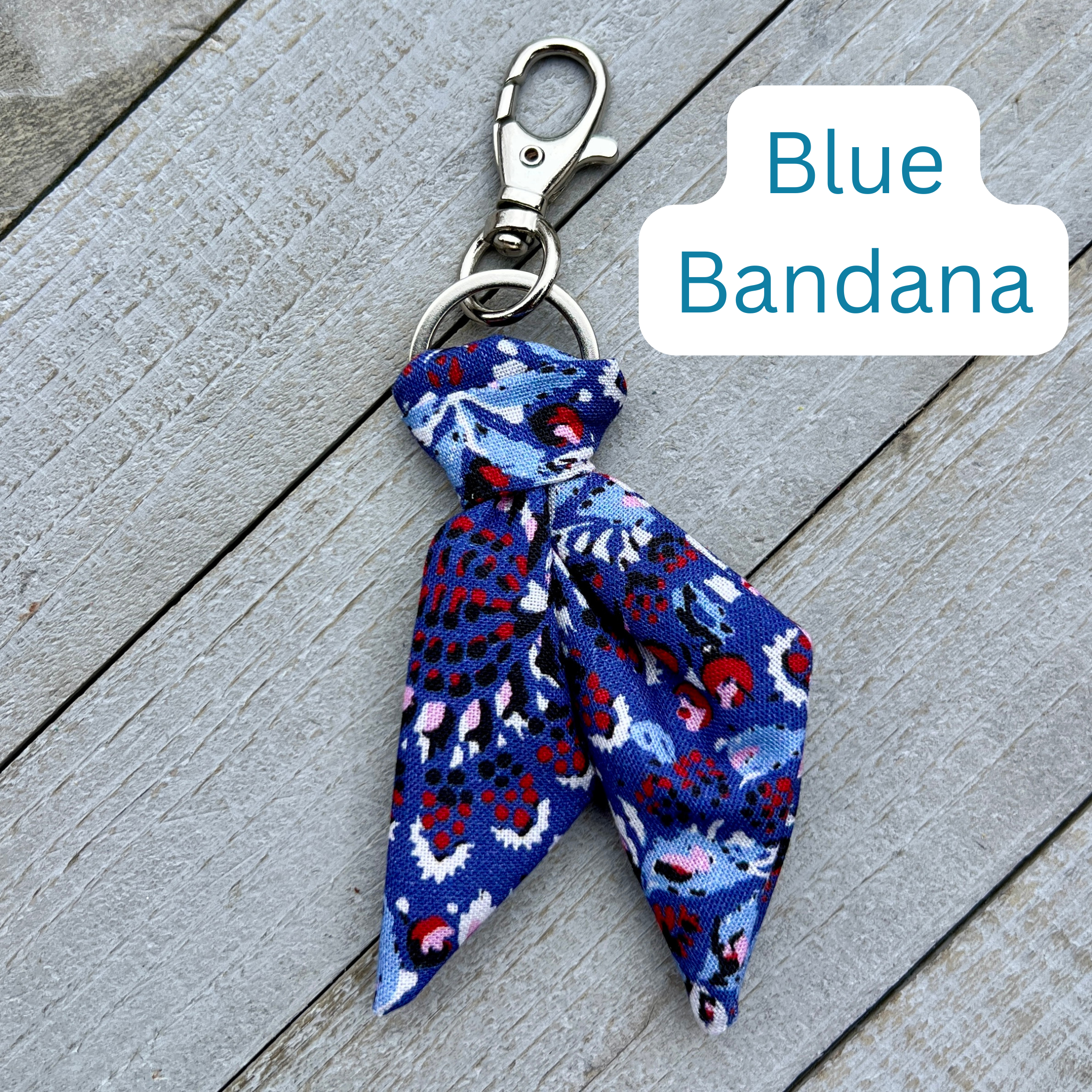 Purse Scarf Mini Key Chain in blue bandana