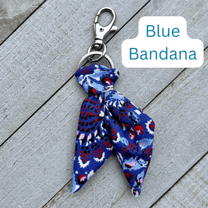 Purse Scarf Mini Key Chain in blue bandana