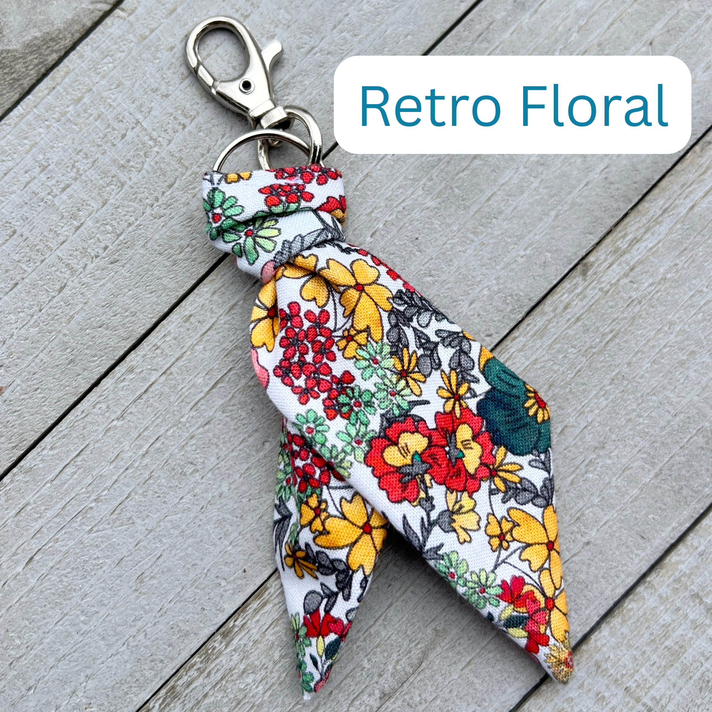 Purse Scarf Mini Key Chain in retro floral