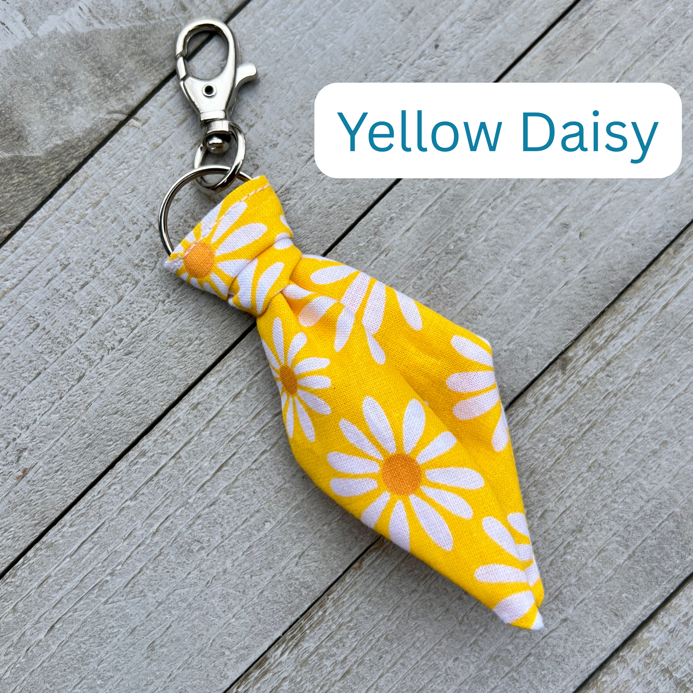 Purse Scarf Mini Key Chain in yellow daisy