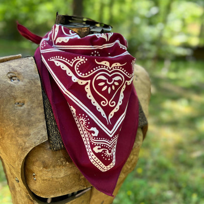 Western print cotton bandana scarf in red