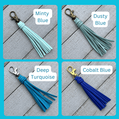 Mini Faux Suede Tassel Bag Charm with Clip