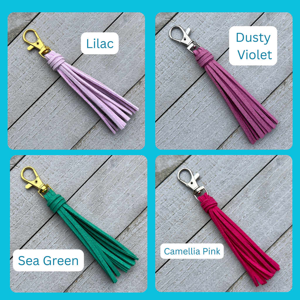 Mini Faux Suede Tassel Bag Charm with Clip
