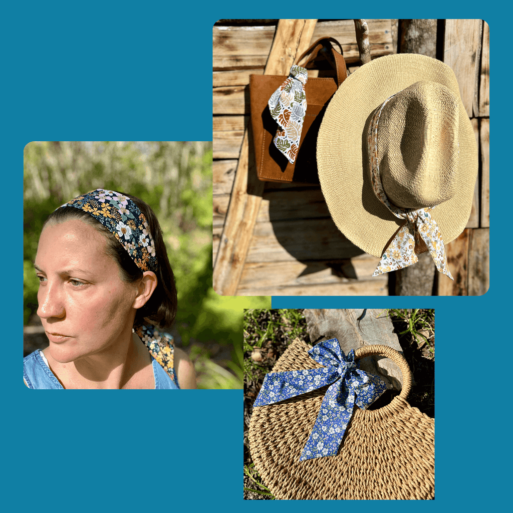 Slim Floral Scarf - Retro Floral Blue