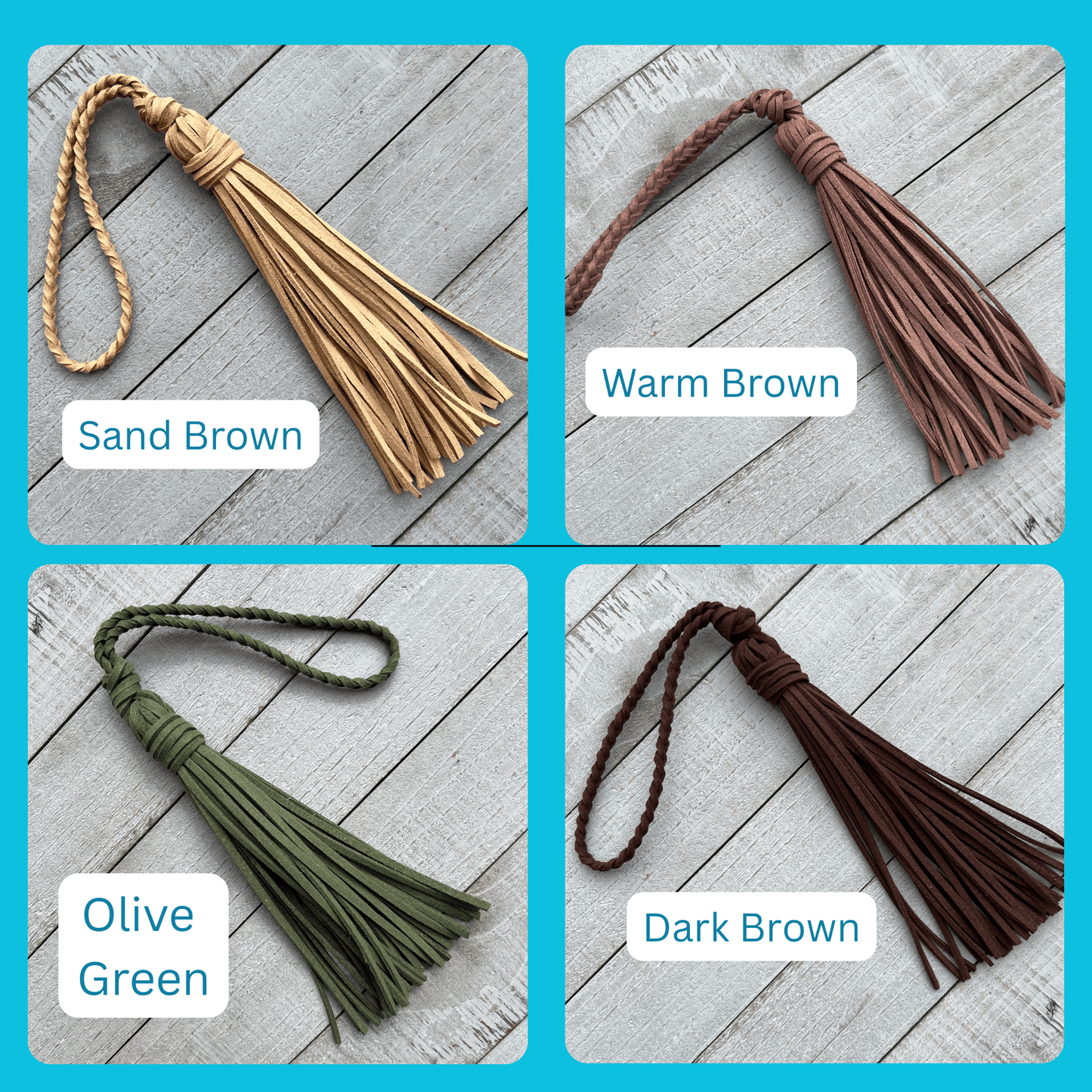 Bag Charm with Tassel for Purses & Totes Faux Suede Leather