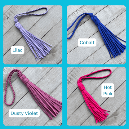 Bag Charm with Tassel for Purses & Totes Faux Suede Leather