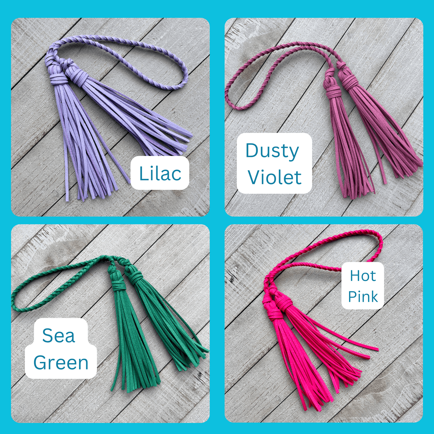 Bag Charm with Double Tassel for Purses & Totes Faux Suede Leather