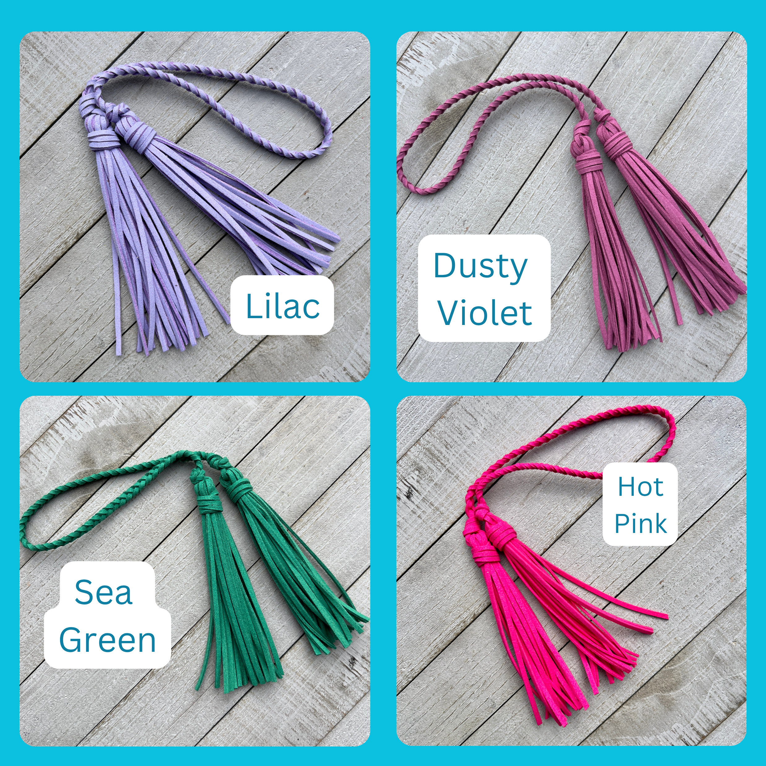 Bag Charm with Double Tassel for Purses & Totes Faux Suede Leather