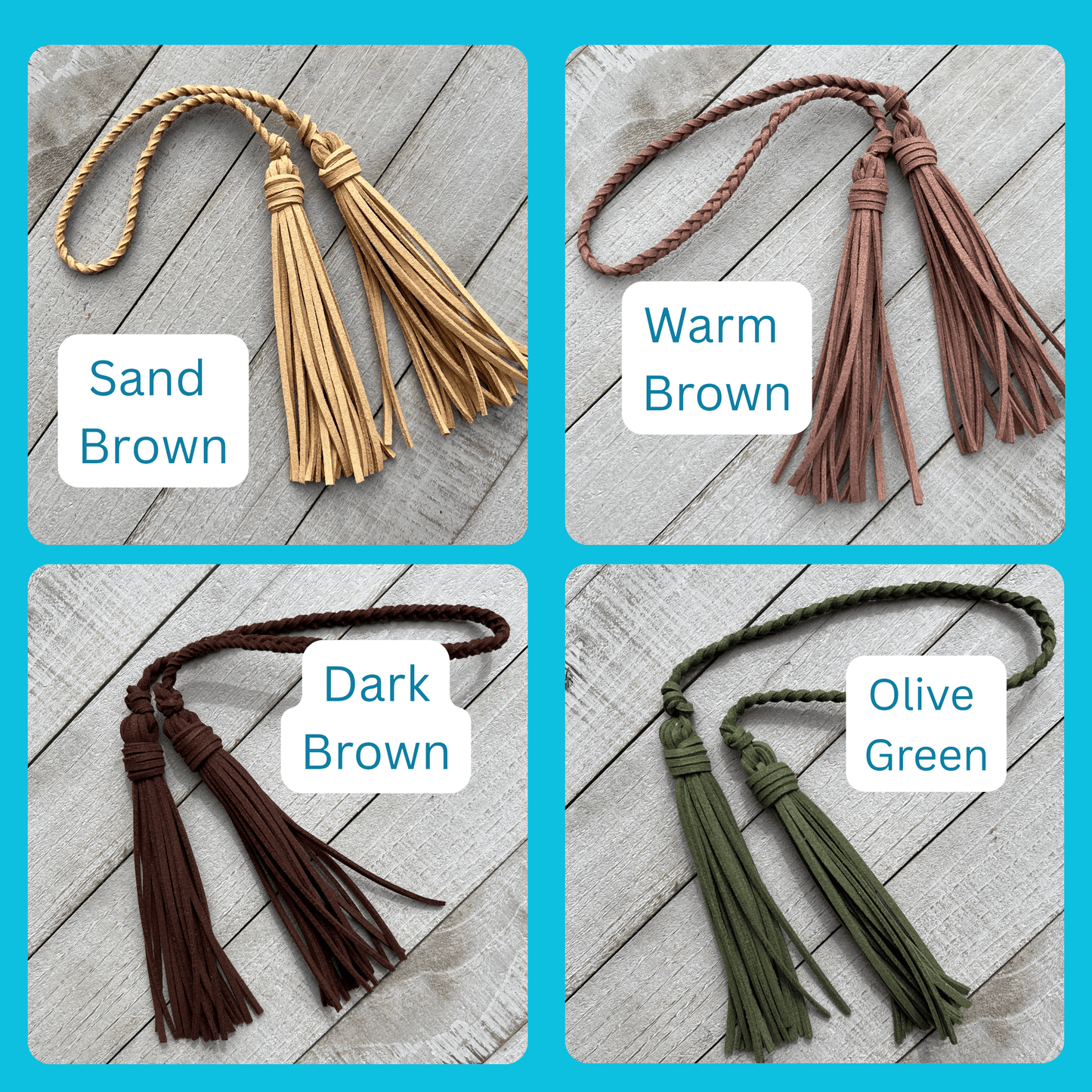 Bag Charm with Double Tassel for Purses & Totes Faux Suede Leather