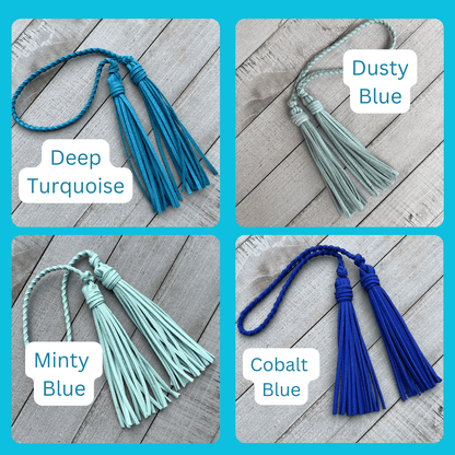 Bag Charm with Double Tassel for Purses & Totes Faux Suede Leather