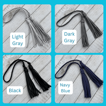 Bag Charm with Double Tassel for Purses & Totes Faux Suede Leather