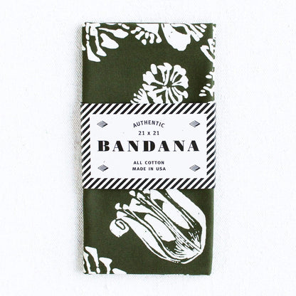 Olive Floral Bandana