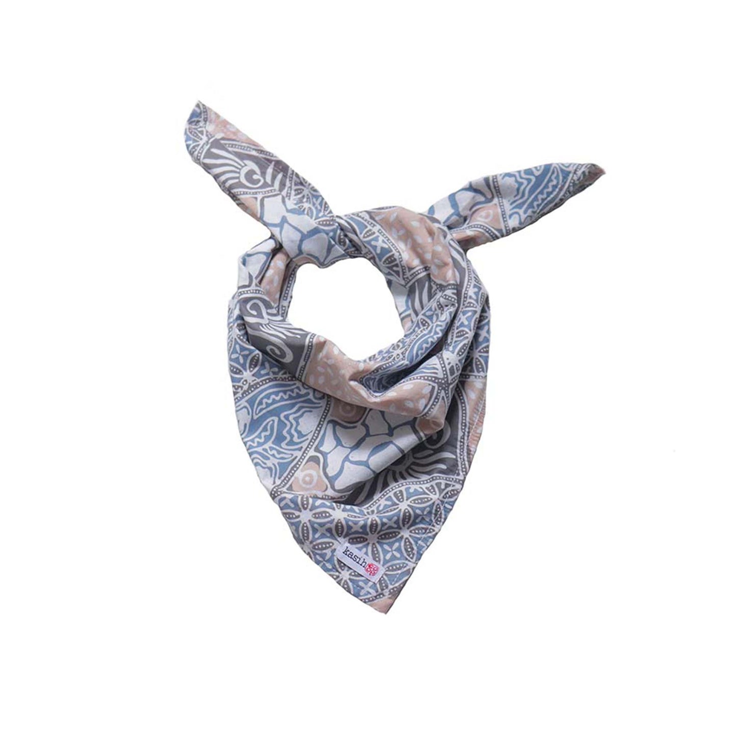 Batik Bandana - Blue, Gray and Tan