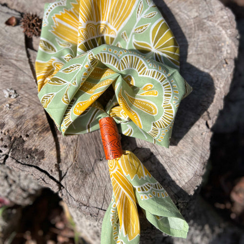 Bandana Scarf in green and yellow floral