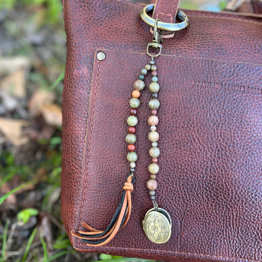 Beaded Bag Charm with Locket